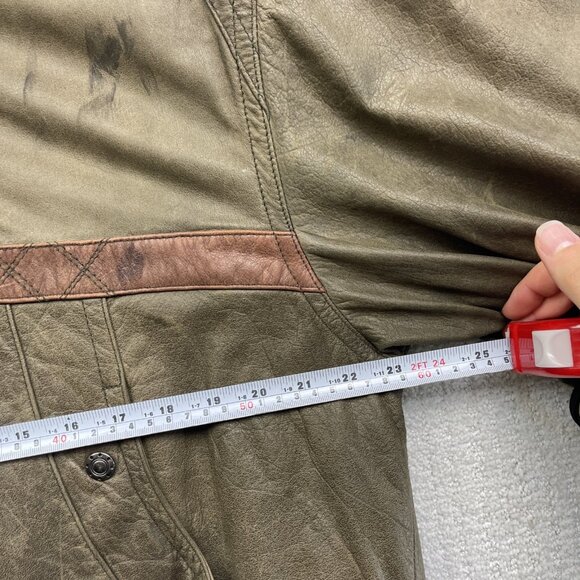 CORDOVAN Montreal Leather Bomber Jacket Military Style Olive Green Men Sz 42 VTG - Picture 10 of 16